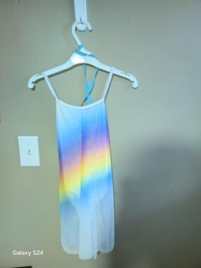 Girls' Rainbow Ombre Dance Dress - White and Multi